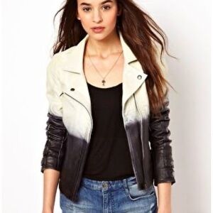 Dip dye leather jacket